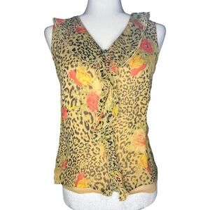 Vintage Y2K Silk Printed Top Small